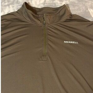 Merrell Mens XXXL 1/4 Zip Pullover Long Sleeve Thumbhole Olive Brown Active Top